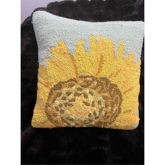 Mud Pie Sunflower Hooked Pillow spring flower throw pillow